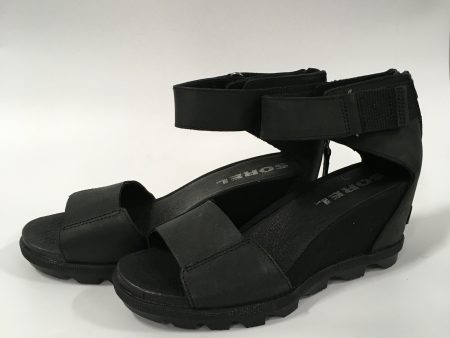 Black Sandals Heels Wedge Sorel, Size 8.5 For Sale