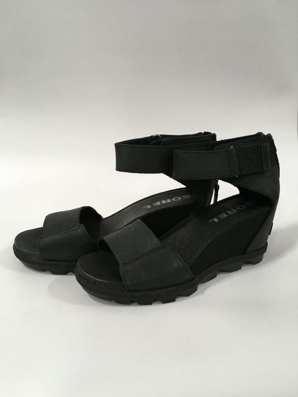 Black Sandals Heels Wedge Sorel, Size 8.5 For Sale