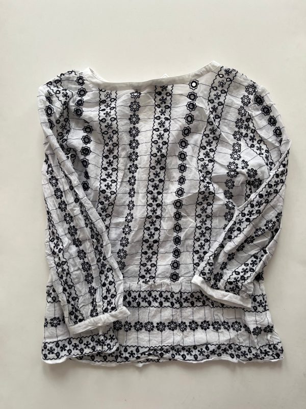 White Black Top Long Sleeve Loft, Size L For Cheap