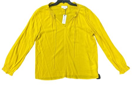 Yellow Top Long Sleeve Velvet By Graham & Spencer, Size M Online Sale