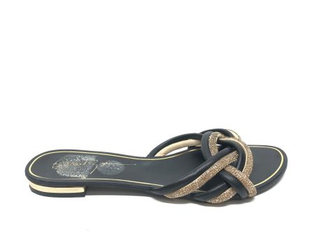 Black & Gold Sandals Flats Rachel Zoe, Size 7.5 For Discount