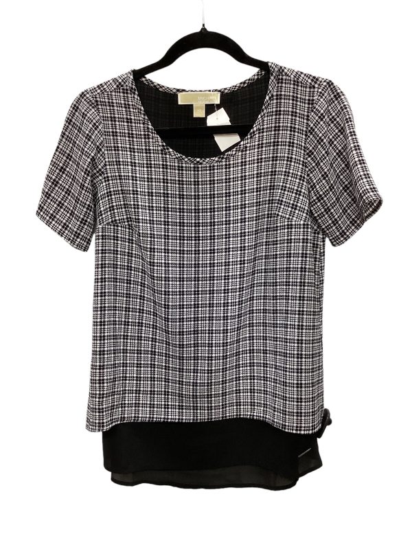 Black & White Top Short Sleeve Michael By Michael Kors, Size Xs Sale