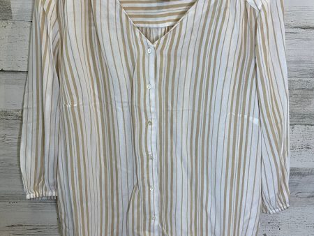 Tan & White Top Long Sleeve Chicos, Size L on Sale