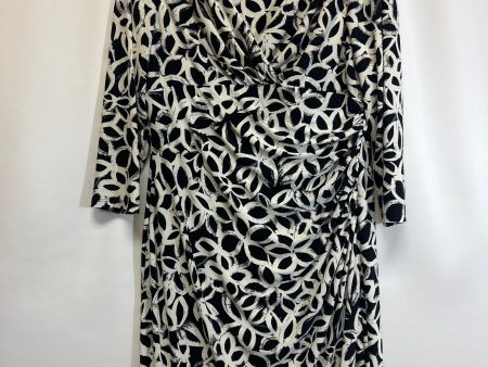 Black & White Dress Casual Midi Lauren By Ralph Lauren, Size L Discount