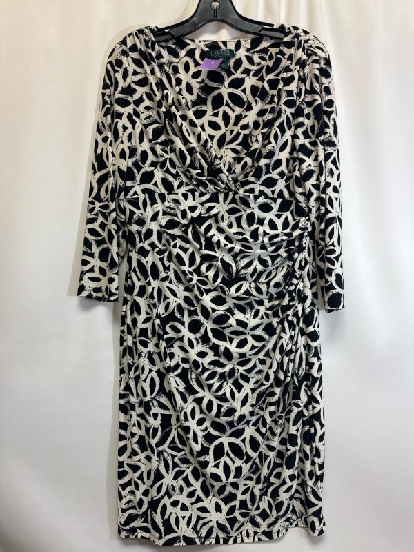 Black & White Dress Casual Midi Lauren By Ralph Lauren, Size L Discount