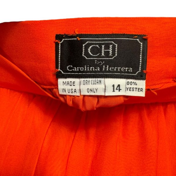 Vintage Orange Skirt Designer Carolina Herrera, Size 14 (fits small) Fashion