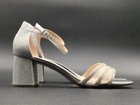 Silver Sandals Heels Block Nina, Size 11 Hot on Sale