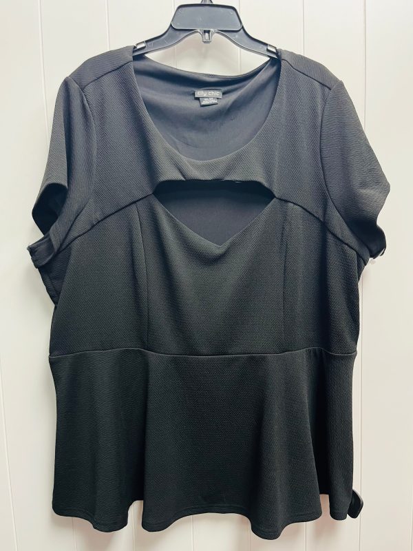 Black Top Short Sleeve City Chic, Size 24 For Sale